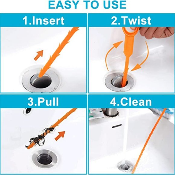 Kitchen Aussua 25 Inch Hair Drain Cleaner Tool 2 Inch Drain Clog